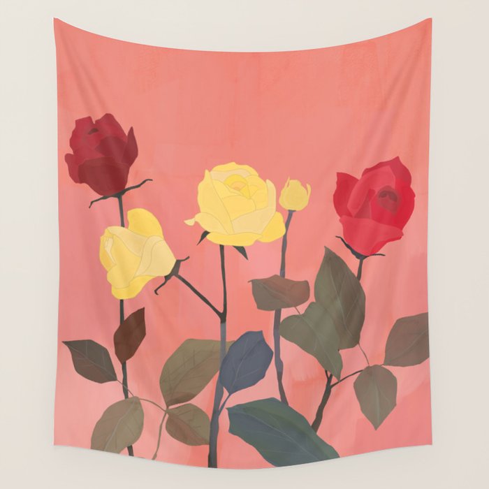 Red and Yellow Roses Wall Tapestry Gallery Image 4