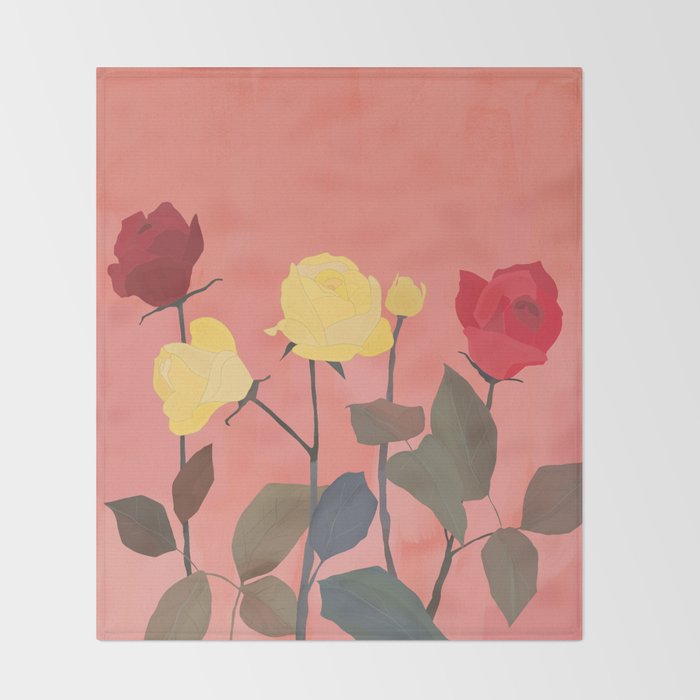 Red and Yellow Roses Throw Blanket Gallery Image 2