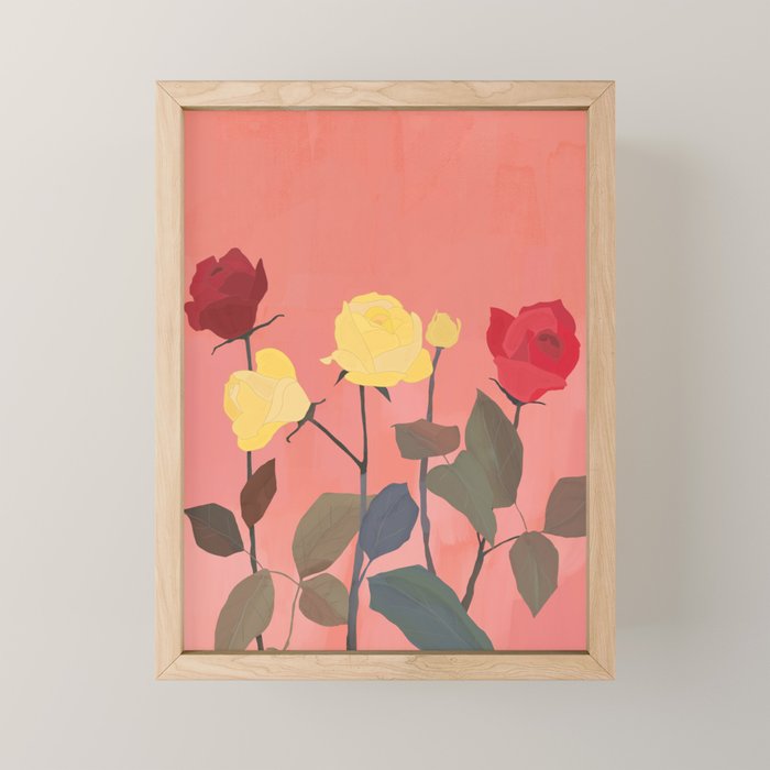 Red and Yellow Roses Mini Art Print Gallery Image 1
