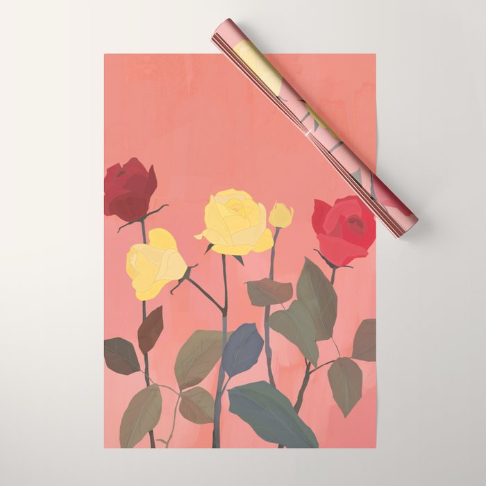 Red and Yellow Roses Wrapping Paper Gallery Image 1