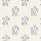 Vintage Sketched Floral Block Print - Blue Beige Coffee Mug Gallery Image 2