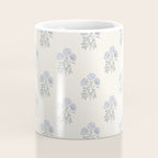 Vintage Sketched Floral Block Print - Blue Beige Coffee Mug Gallery Image 4