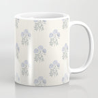 Vintage Sketched Floral Block Print - Blue Beige Coffee Mug Gallery Image 1