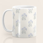 Vintage Sketched Floral Block Print - Blue Beige Coffee Mug Gallery Image 3