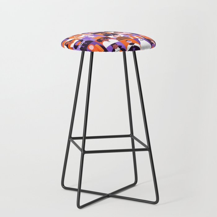 Diverse people in halloween costume pattern Stool Gallery Image 1