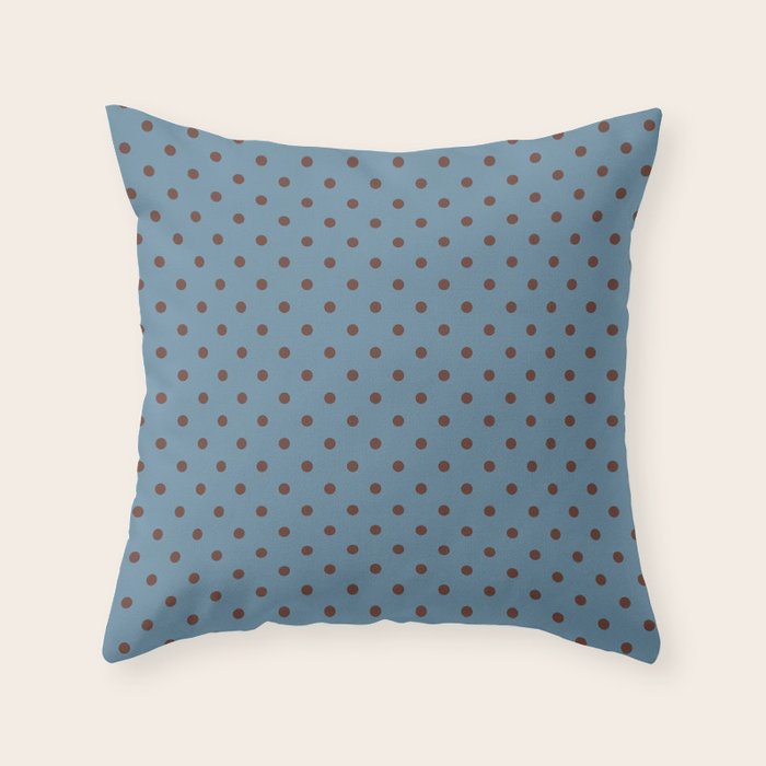 Polka Dot Blue and Brown Classic Pattern Throw Pillow Gallery Image 6