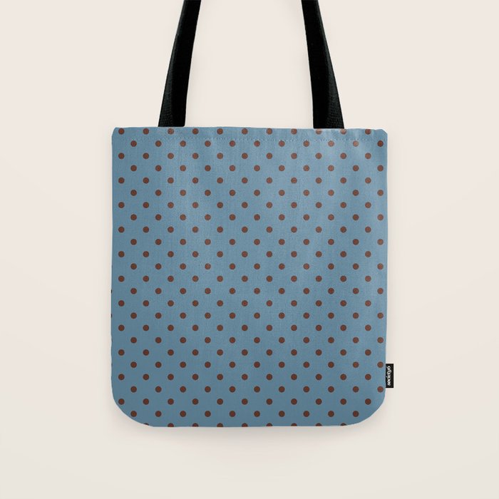 Polka Dot Blue and Brown Classic Pattern Tote Bag Gallery Image 1