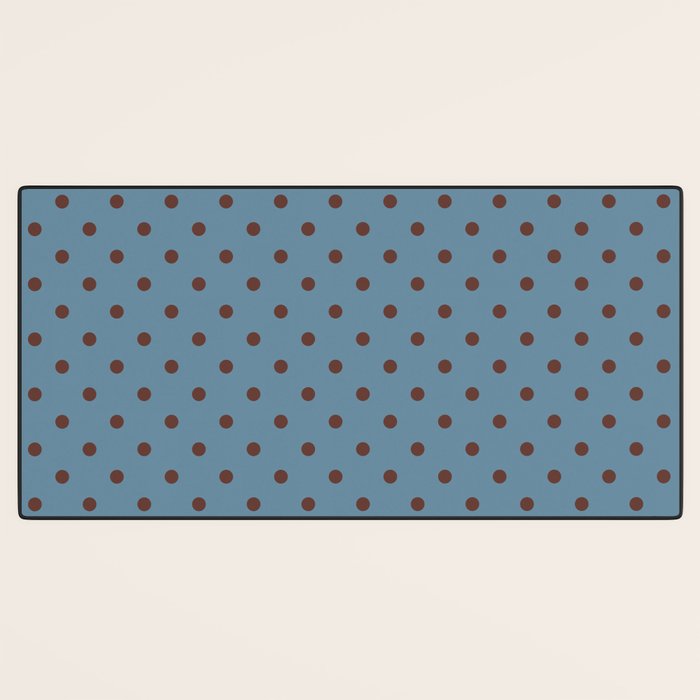 Polka Dot Blue and Brown Classic Pattern Desk Mat Gallery Image 3