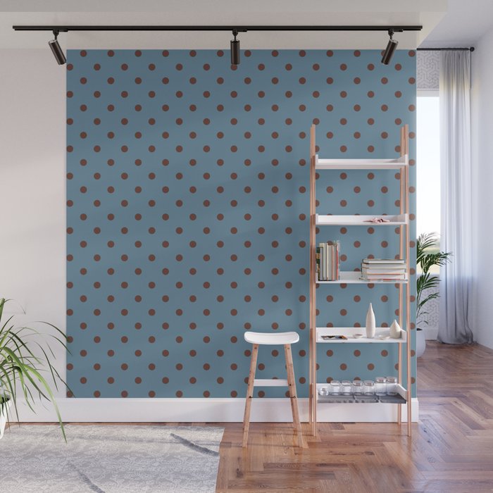 Polka Dot Blue and Brown Classic Pattern Wall Mural Gallery Image 1