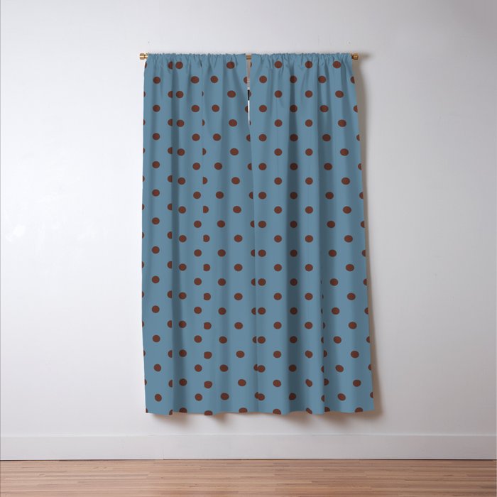 Polka Dot Blue and Brown Classic Pattern Window Curtain Gallery Image 3