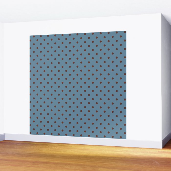 Polka Dot Blue and Brown Classic Pattern Wall Mural Gallery Image 2