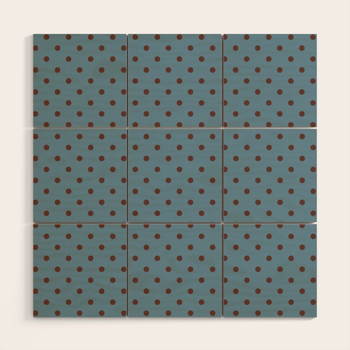 Polka Dot Blue and Brown Classic Pattern Wood Wall Art Gallery Image 1