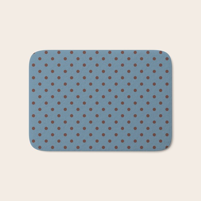 Polka Dot Blue and Brown Classic Pattern Bath Mat Gallery Image 1