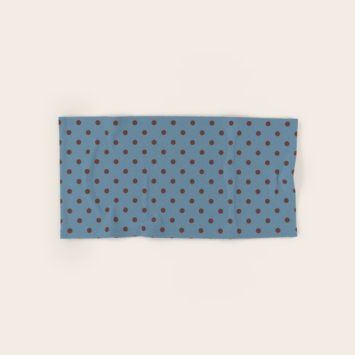 Polka Dot Blue and Brown Classic Pattern Bath Towel Gallery Image 1