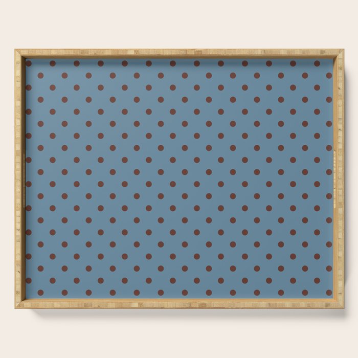 Polka Dot Blue and Brown Classic Pattern Serving Tray Gallery Image 1