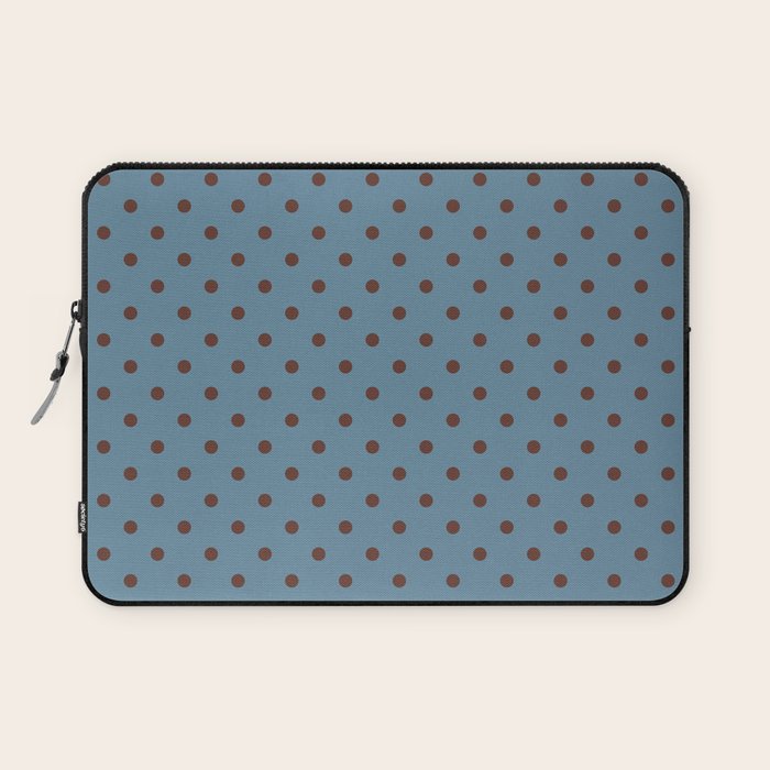 Polka Dot Blue and Brown Classic Pattern Laptop Sleeve Gallery Image 1