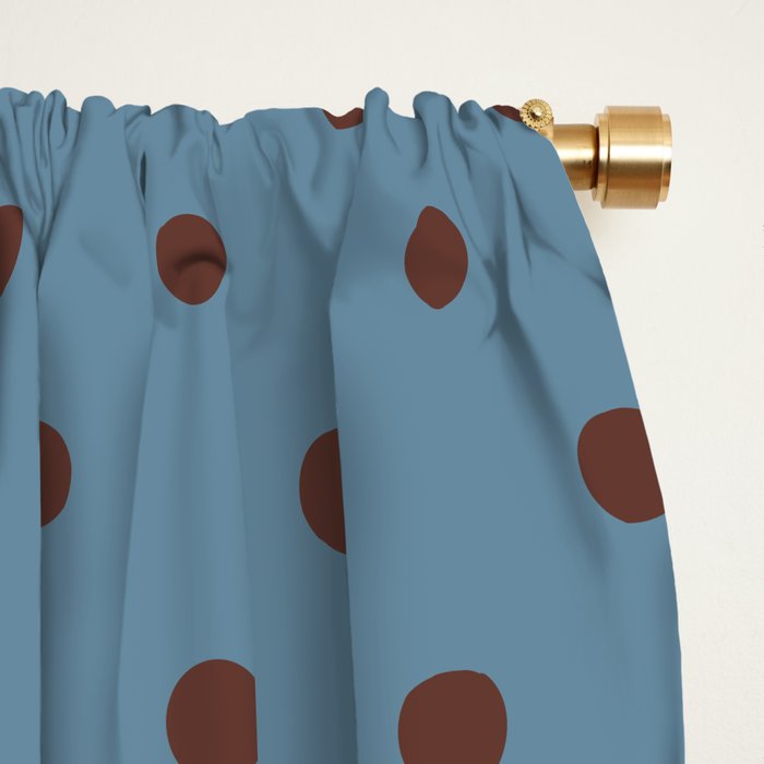 Polka Dot Blue and Brown Classic Pattern Window Curtain Gallery Image 2