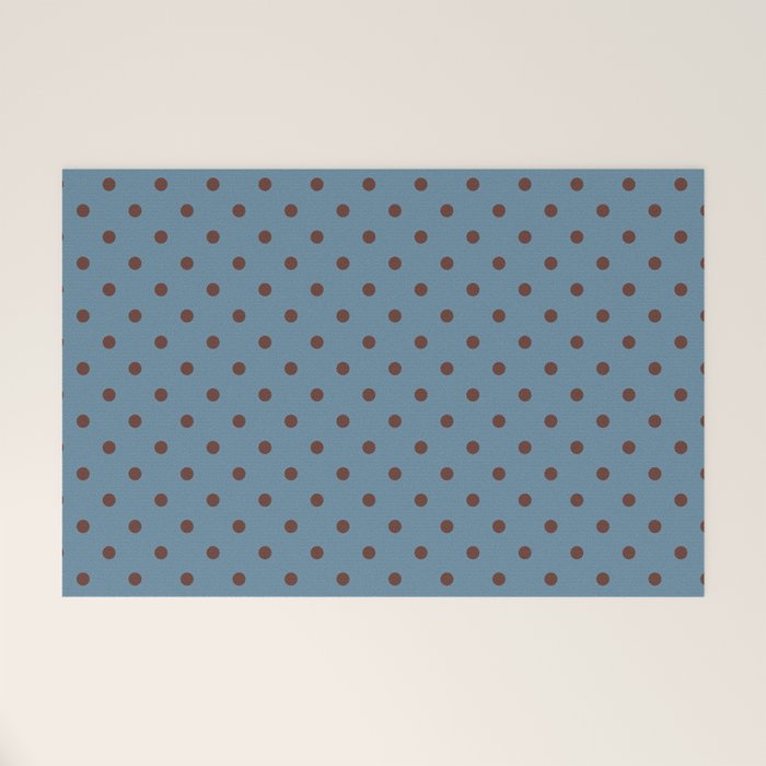 Polka Dot Blue and Brown Classic Pattern Welcome Mat Gallery Image 1