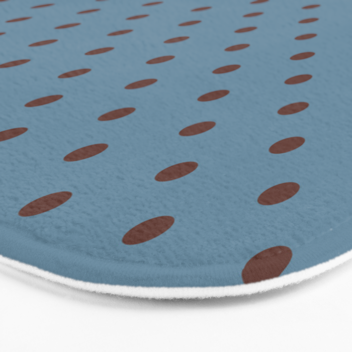 Polka Dot Blue and Brown Classic Pattern Bath Mat Gallery Image 3
