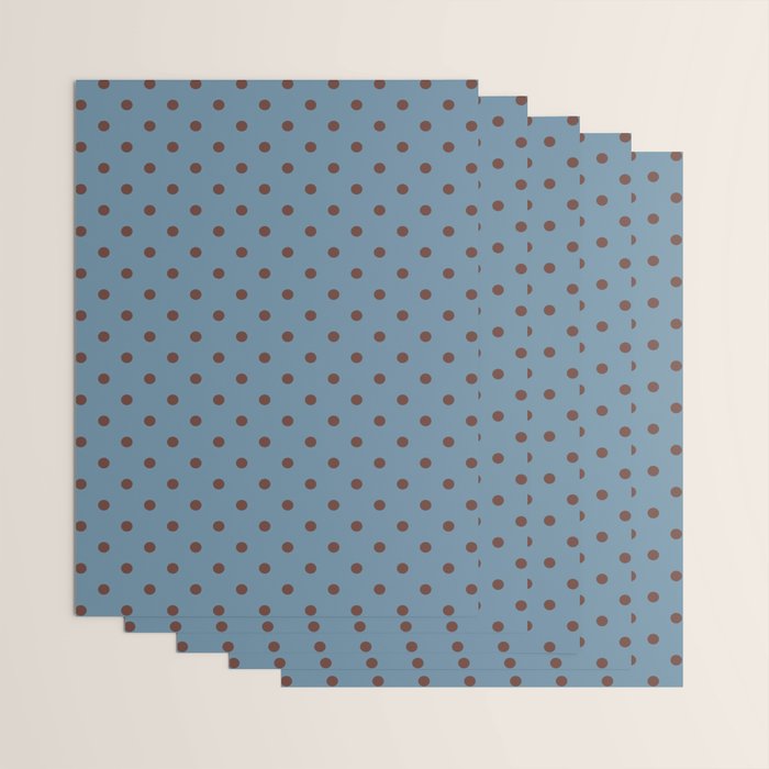 Polka Dot Blue and Brown Classic Pattern Wrapping Paper Gallery Image 3