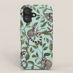 Lush Tropical Lemur Monkey Paradise Turquoise iPhone Case Gallery Image 1