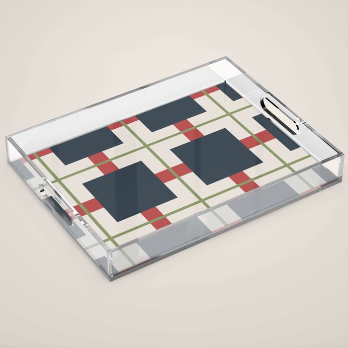 Classic Holiday Plaid Pattern Acrylic Tray Gallery Image 1