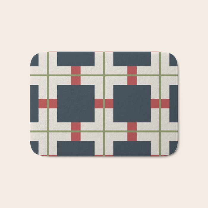 Classic Holiday Plaid Pattern Bath Mat Gallery Image 1