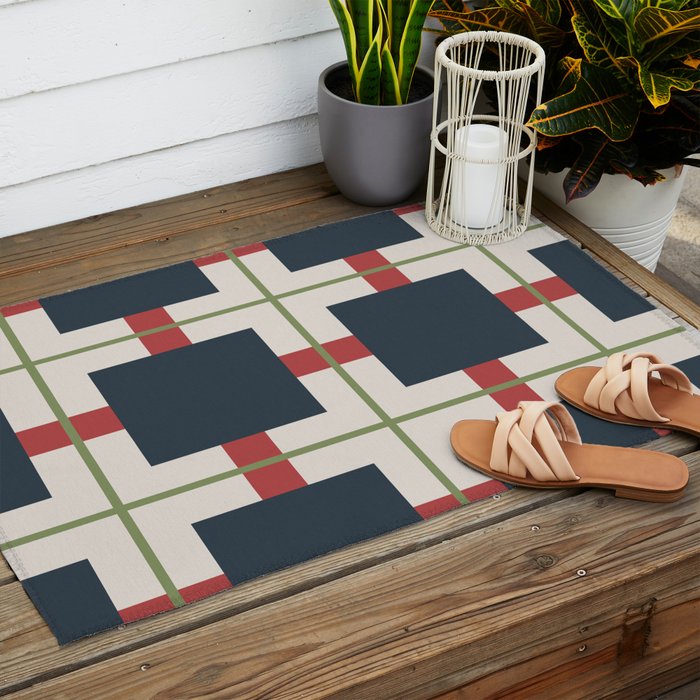 Classic Holiday Plaid Pattern Outdoor Rug Gallery Image 2