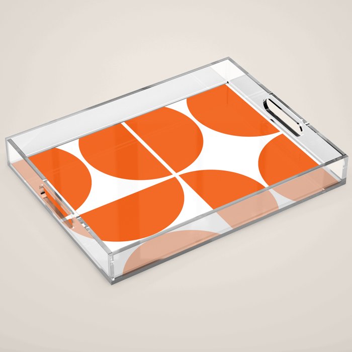 Mid Century Modern Orange Square Acrylic Tray Gallery Image 1
