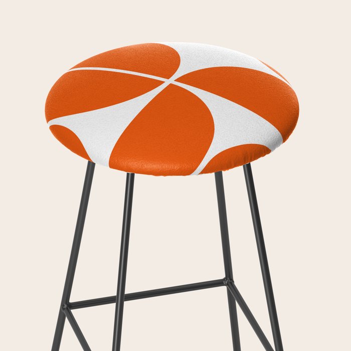 Mid Century Modern Orange Square Stool Gallery Image 2
