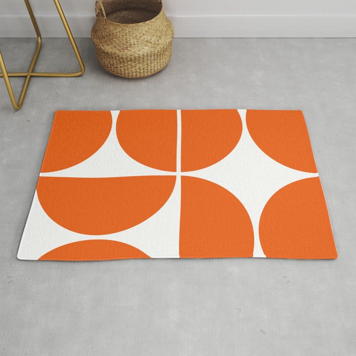 Mid Century Modern Orange Square Rug – Society6