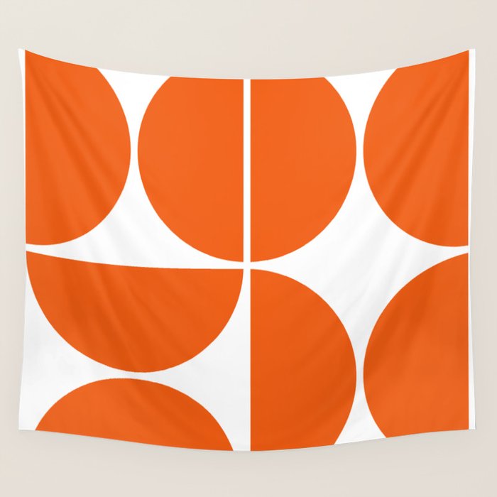Mid Century Modern Orange Square Wall Tapestry Gallery Image 1