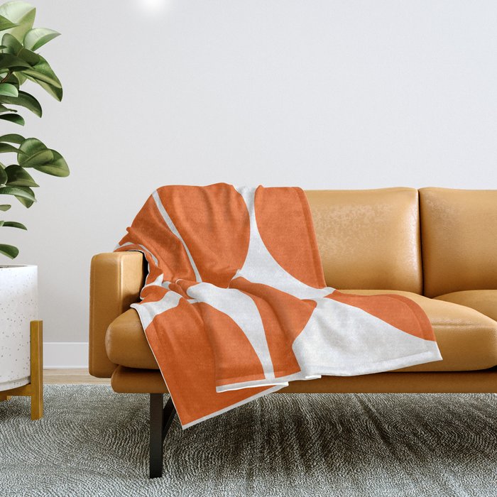 Mid Century Modern Orange Square Throw Blanket Gallery Image 1
