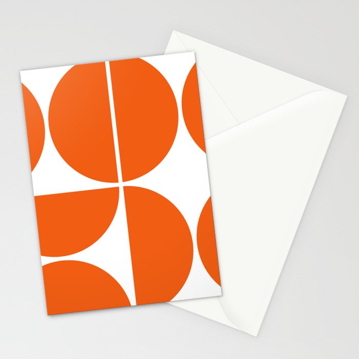 Mid Century Modern Orange Square Stationery Card Gallery Image 2