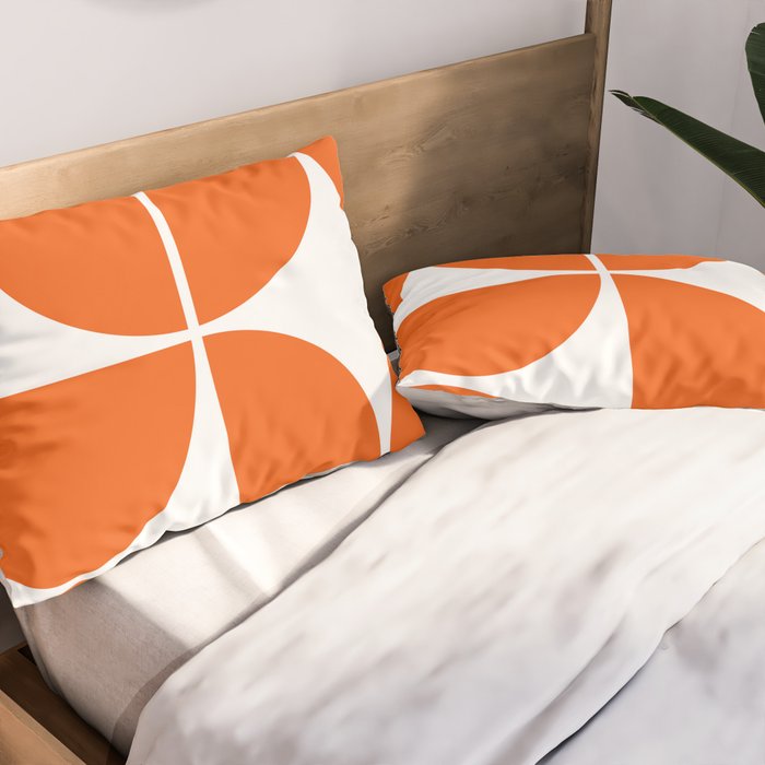 Mid Century Modern Orange Square Pillow Sham Gallery Image 2