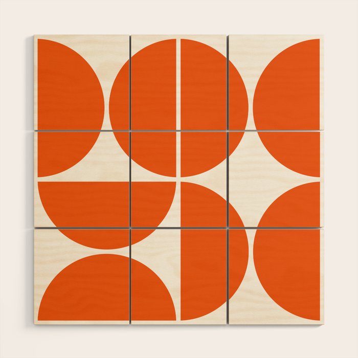 Mid Century Modern Orange Square Wood Wall Art Gallery Image 1