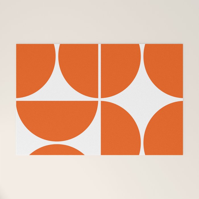 Mid Century Modern Orange Square Welcome Mat Gallery Image 1