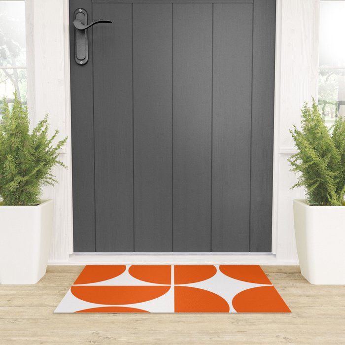 Mid Century Modern Orange Square Welcome Mat Gallery Image 3