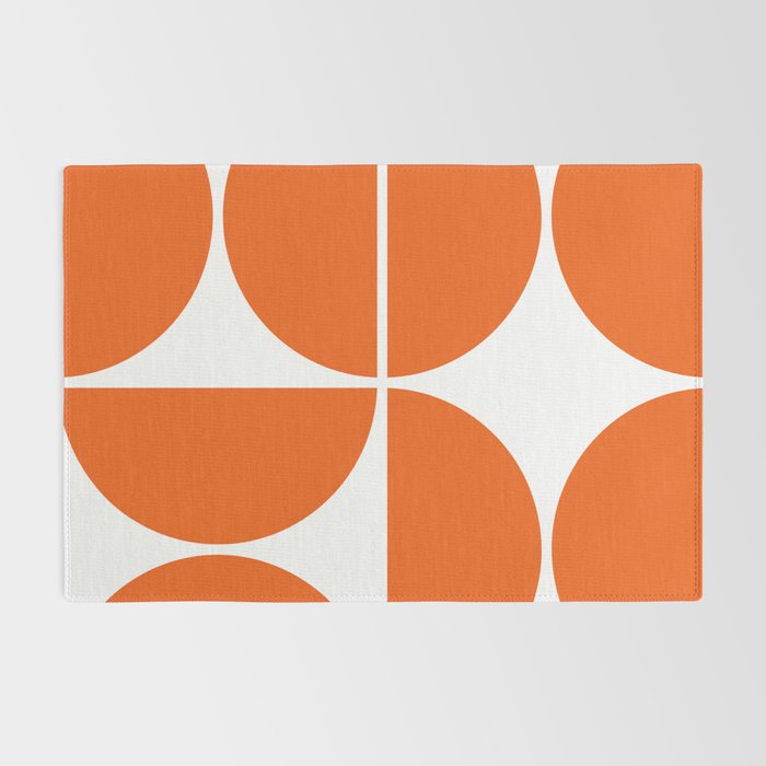 Mid Century Modern Orange Square Rug Gallery Image 2