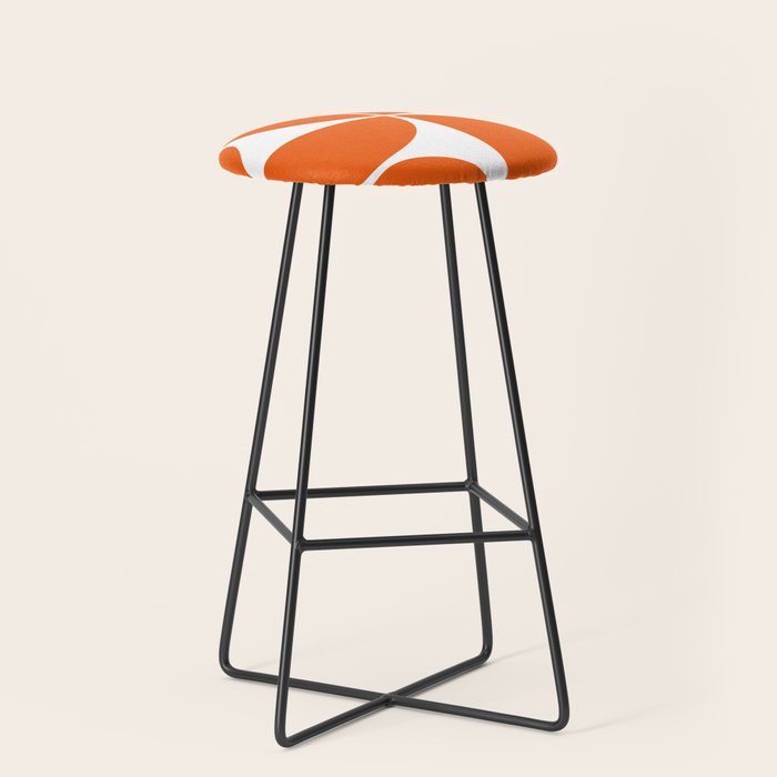 Mid Century Modern Orange Square Stool Gallery Image 1