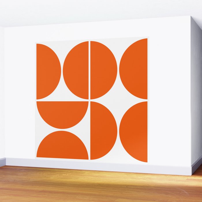 Mid Century Modern Orange Square Wall Mural Gallery Image 2