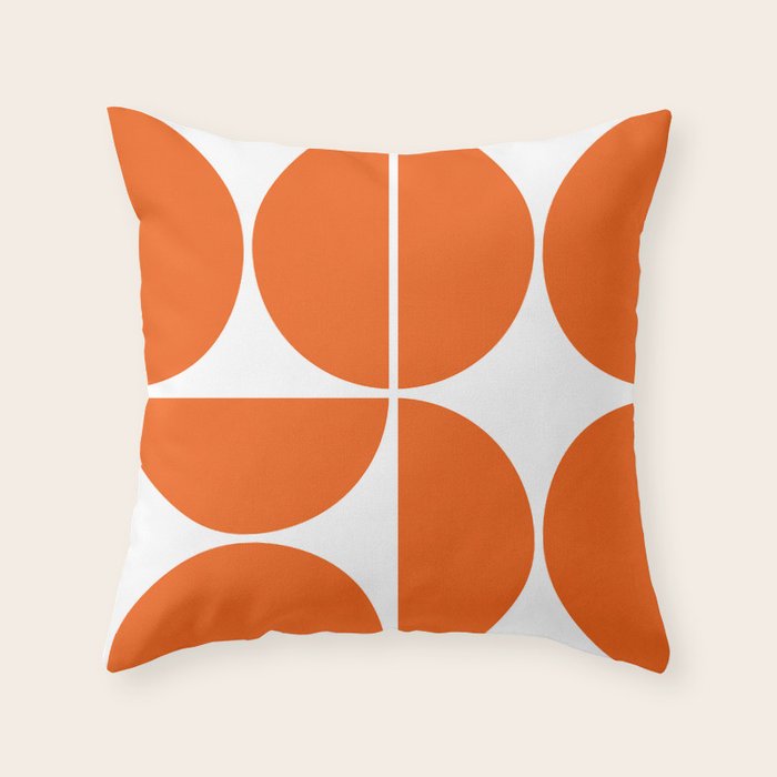 Mid Century Modern Orange Square Throw Pillow Gallery Image 1
