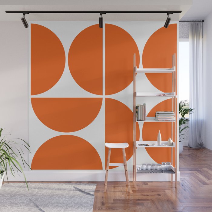 Mid Century Modern Orange Square Wall Mural Gallery Image 1