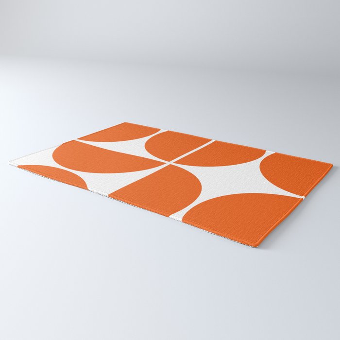 Mid Century Modern Orange Square Rug Gallery Image 3