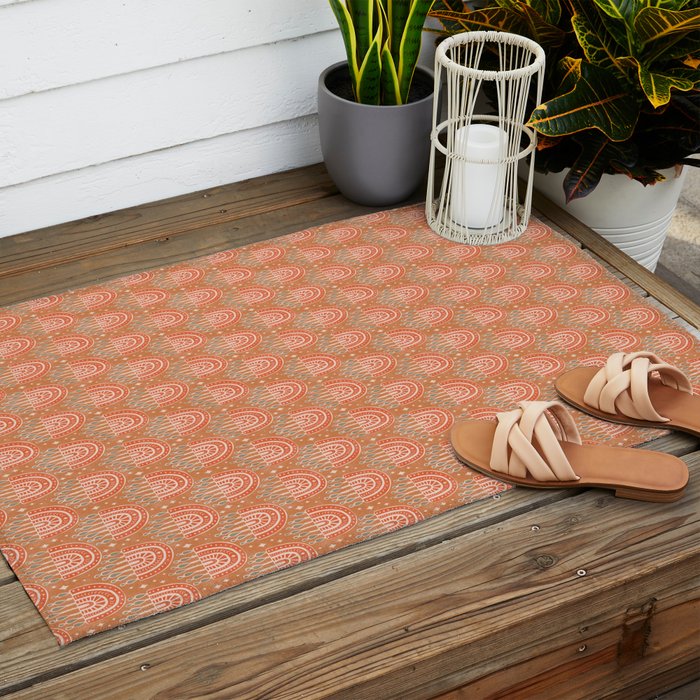 Little Rainbows - terracotta and caramel  Outdoor Rug Gallery Image 2