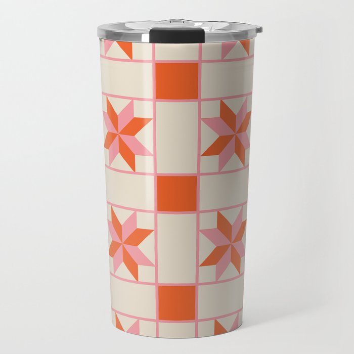 Vibrant Star Quilt Pattern Travel Mug Gallery Image 1