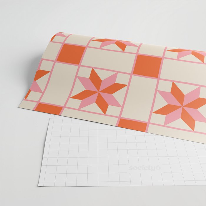 Vibrant Star Quilt Pattern Wrapping Paper Gallery Image 2