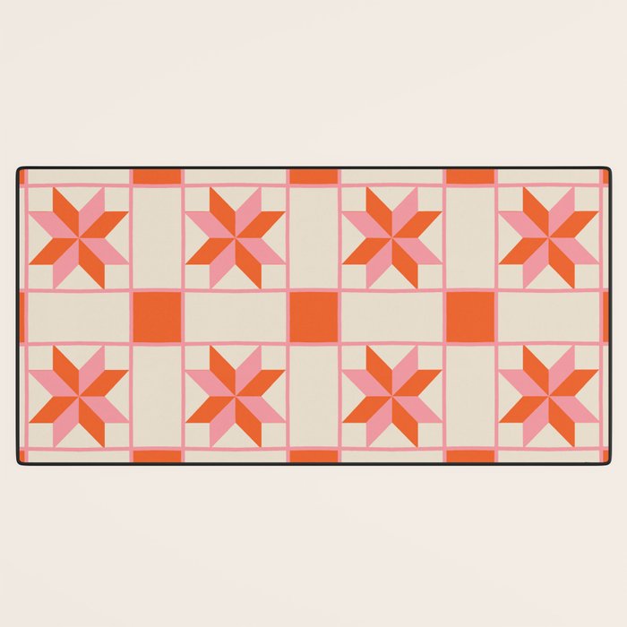 Vibrant Star Quilt Pattern Desk Mat Gallery Image 3