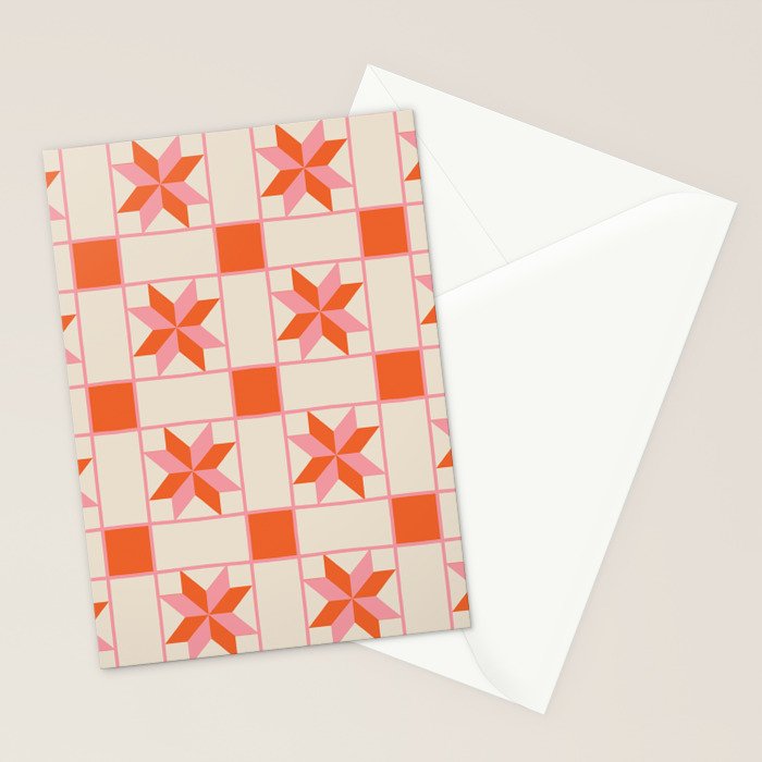 Vibrant Star Quilt Pattern Stationery Card Gallery Image 2