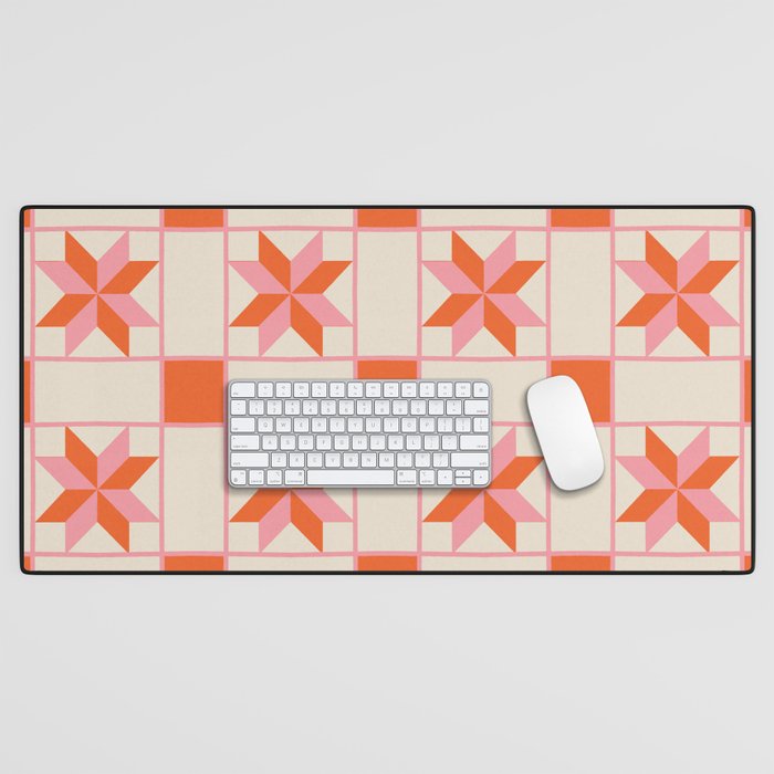 Vibrant Star Quilt Pattern Desk Mat Gallery Image 1
